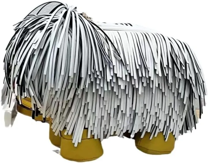 Cute shoulder bag, creative funny Chow Chow dog shoulder bag, sheepdog tassel personality puppy shape crossbody bag