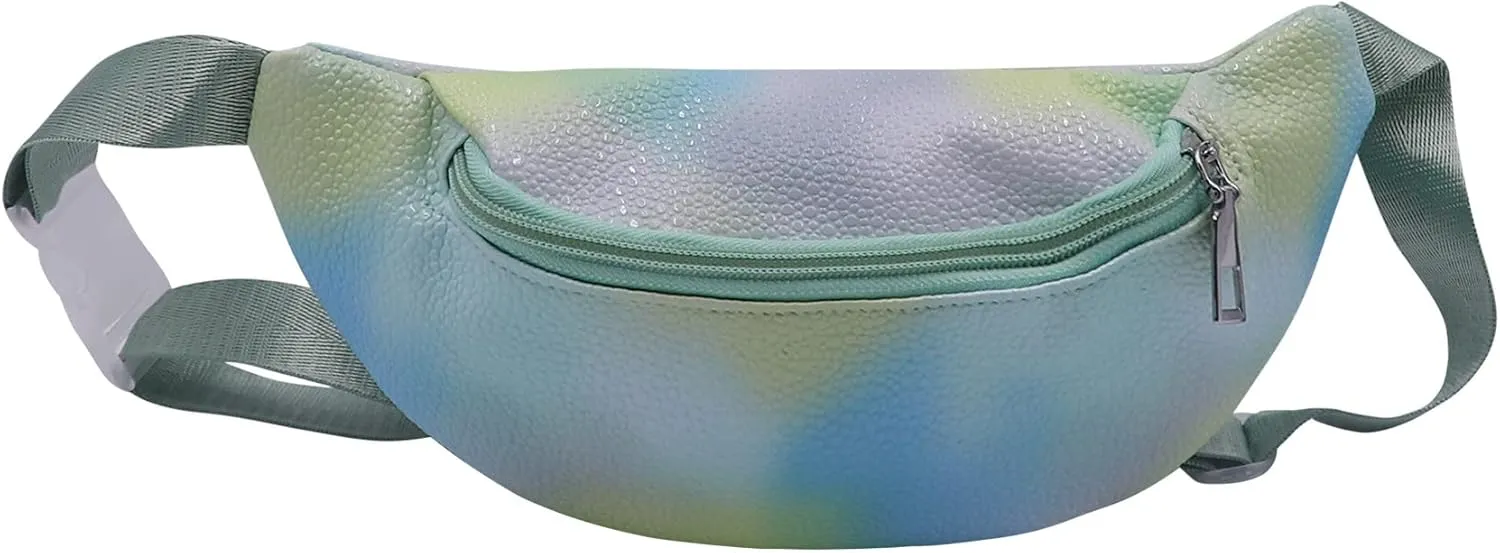 Cute Tie Dye Fanny Pack for Kids Girls Colorful Small Waist Pack Belt Bum Bag Sports Running Purse