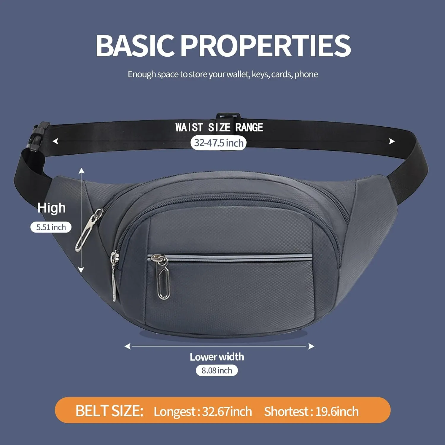 DAITET Crossbody Fanny Pack for Men&Women,Large Waist Bag & Hip Bum Bag with Adjustable Strap for Outdoors Workout Traveling Casual Running Hiking Cycling