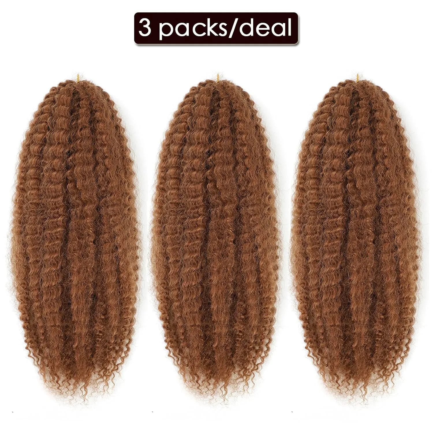 Dansama 18 Inch Marley Hair, 3 Packs Ombre Marley Hair for Twists Soft Marley Crochet Hair Synthetic Hair Extensions (18 Inch (Pack of 3), #30)