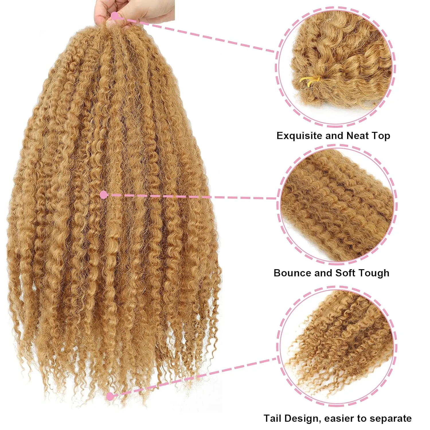Dansama 24 Inch Marley Twist Braiding Hair, Afro Kinky Marley Hair for Faux Locs Crochet Hair Hair Extensions (24 Inch (Pack of 3), #27)