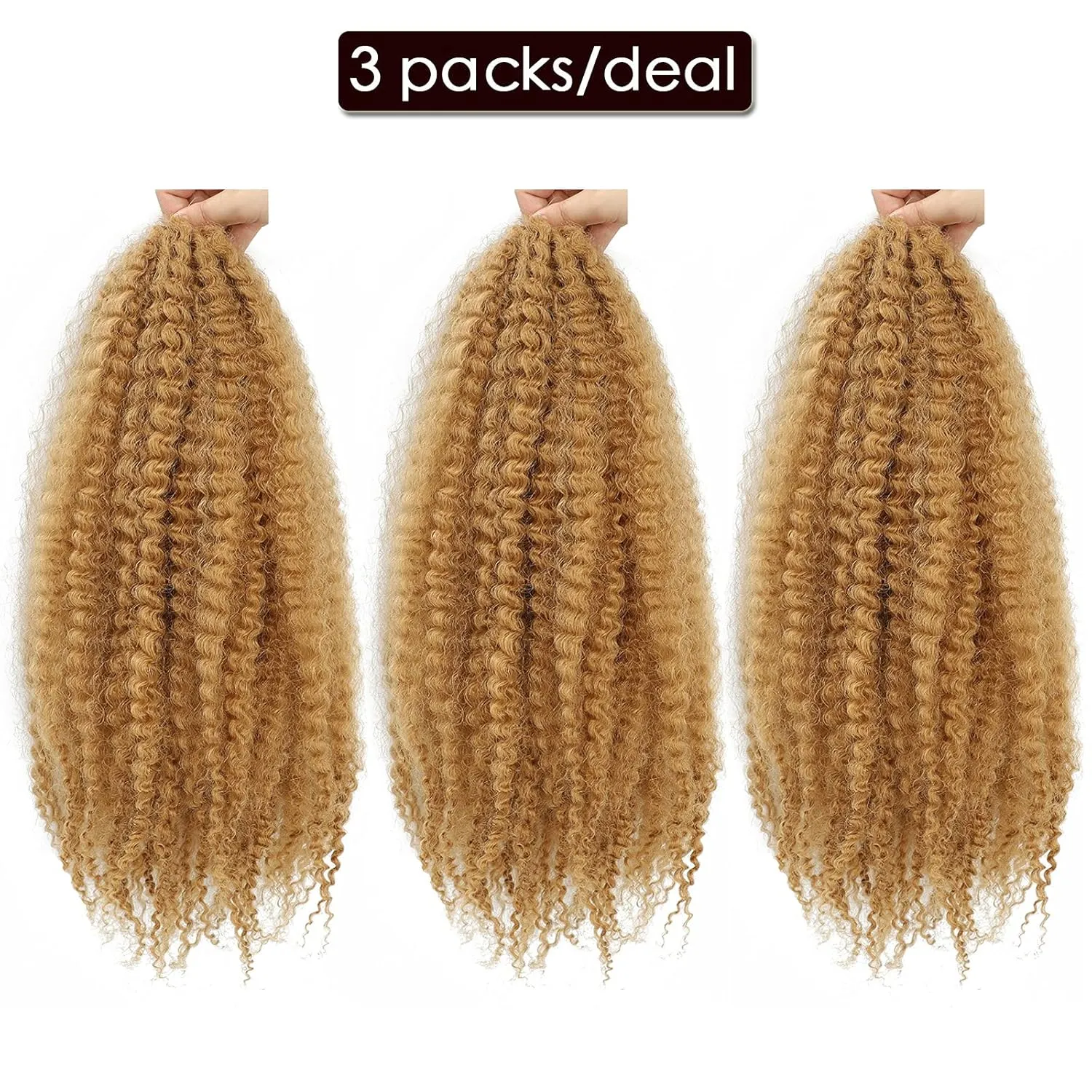 Dansama 24 Inch Marley Twist Braiding Hair, Afro Kinky Marley Hair for Faux Locs Crochet Hair Hair Extensions (24 Inch (Pack of 3), #27)
