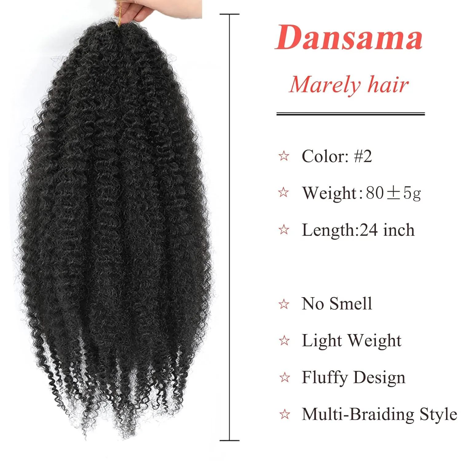 Dansama Marley Braiding Hair, 24 Inch Marley Hair for Goddess Locs Crochet Hair, Synthtic Twists Hair Extensions (24 Inch (Pack of 3), #2)