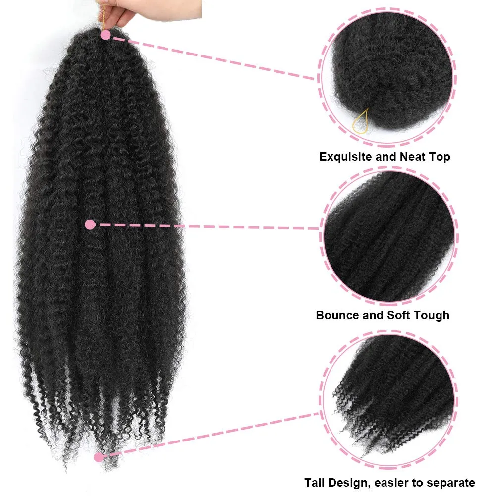 Dansama Marley Hair 20 Inch Long Afro kinky Twist Hair #2 Hair Marley Braiding for Faux Locs Crochet Hair (20 Inch (Pack of 3), #2)