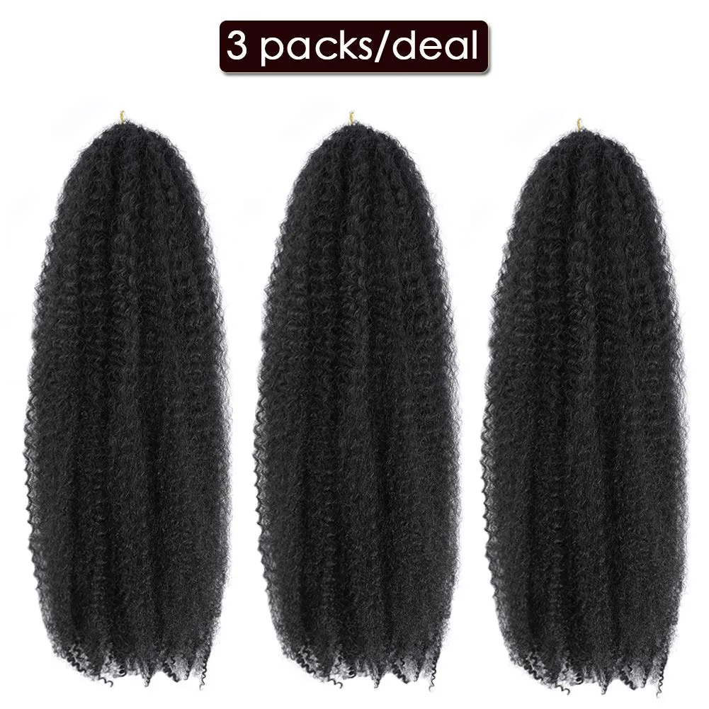 Dansama Marley Hair, 24 Inch Marley Twist Braiding Hair, Fluffy Faux Locs Curly Braiding Hair Extensions (24 Inch (Pack of 3), #1)