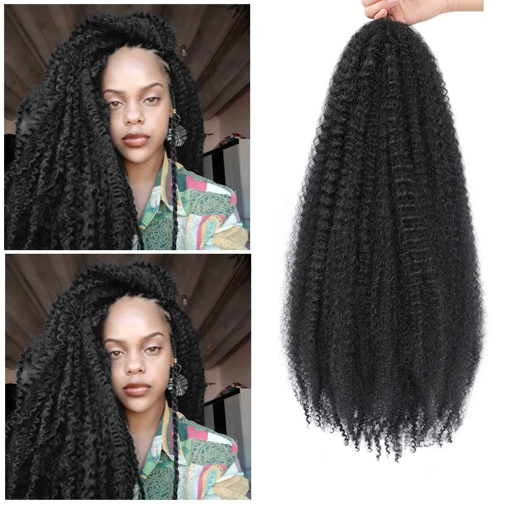 Dansama Marley Hair, 24 Inch Marley Twist Braiding Hair, Fluffy Faux Locs Curly Braiding Hair Extensions (24 Inch (Pack of 3), #1)