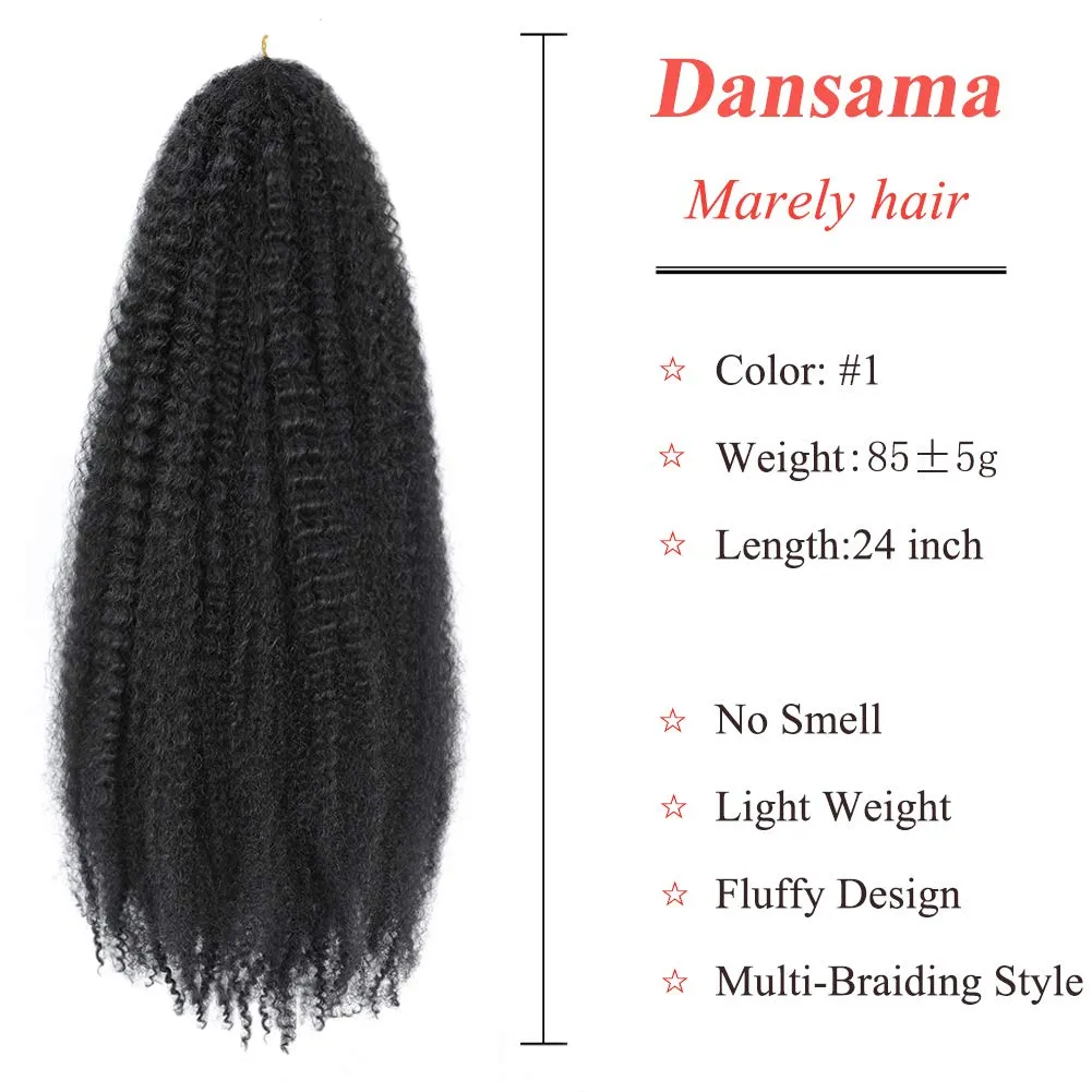 Dansama Marley Hair, 24 Inch Marley Twist Braiding Hair, Fluffy Faux Locs Curly Braiding Hair Extensions (24 Inch (Pack of 3), #1)