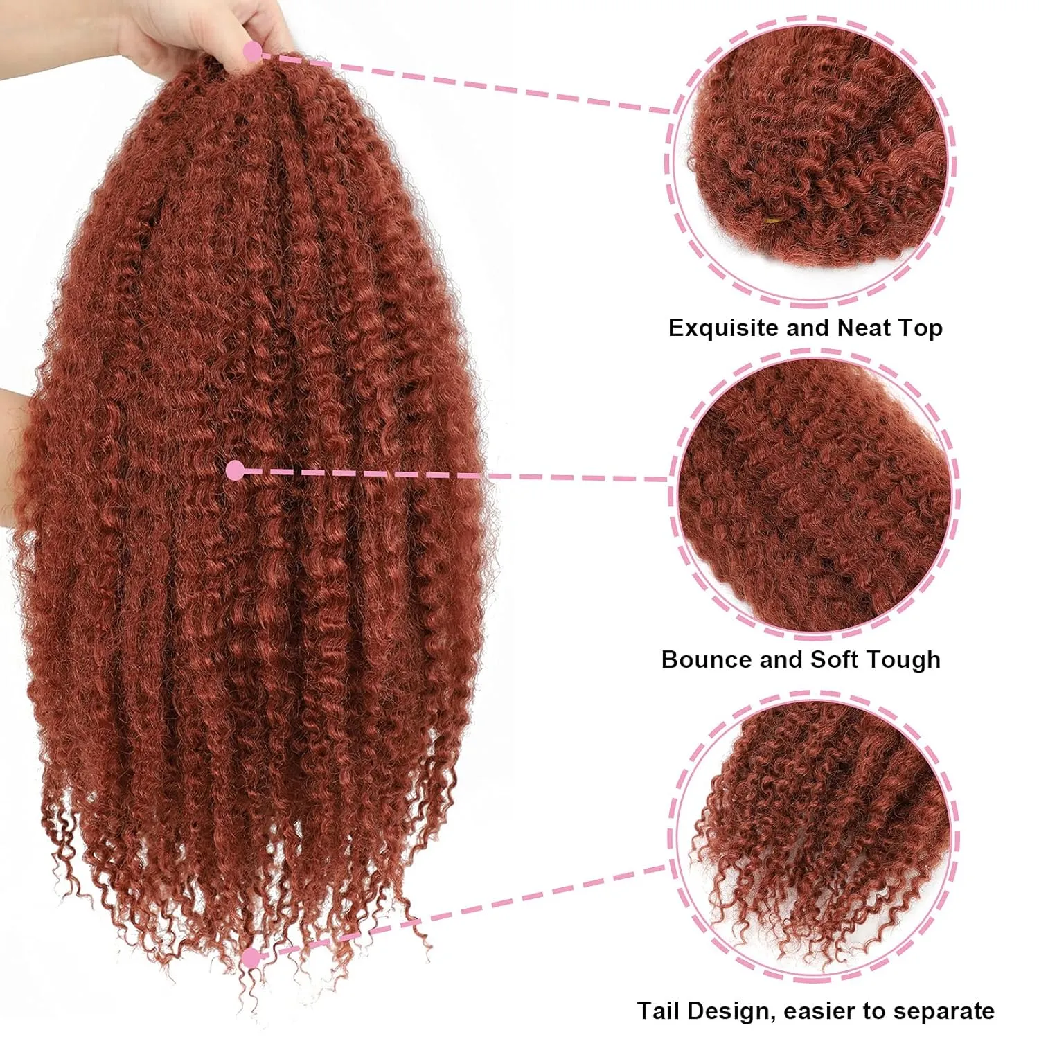 Dansama Marley Hair, 3 Packs Curly Crochet Braids for Marley Twist Braiding Hair, #350 Braids for Faux Locs Synthetic Hair Extensions (24 Inch (Pack of 3), #350)
