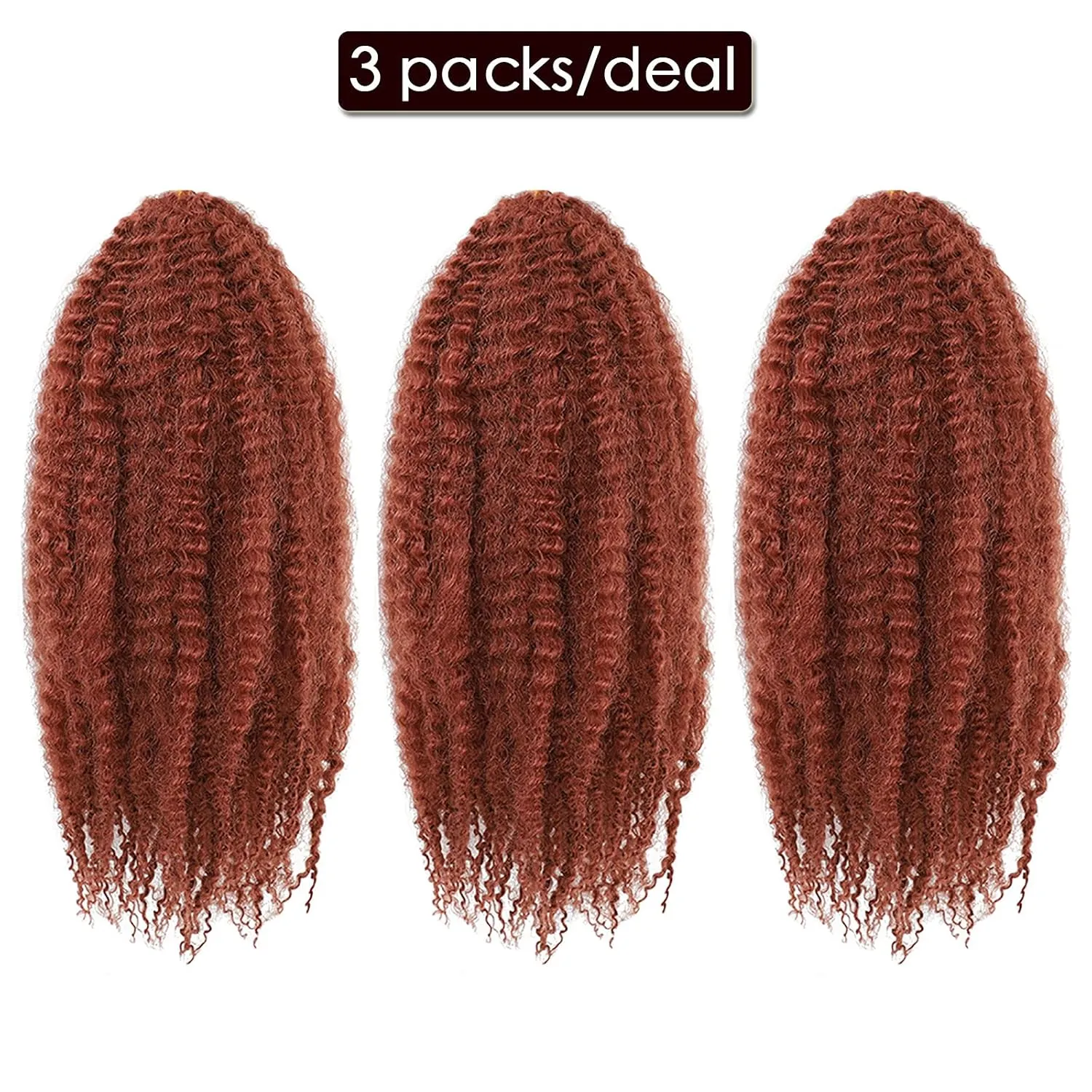 Dansama Marley Hair, 3 Packs Curly Crochet Braids for Marley Twist Braiding Hair, #350 Braids for Faux Locs Synthetic Hair Extensions (24 Inch (Pack of 3), #350)