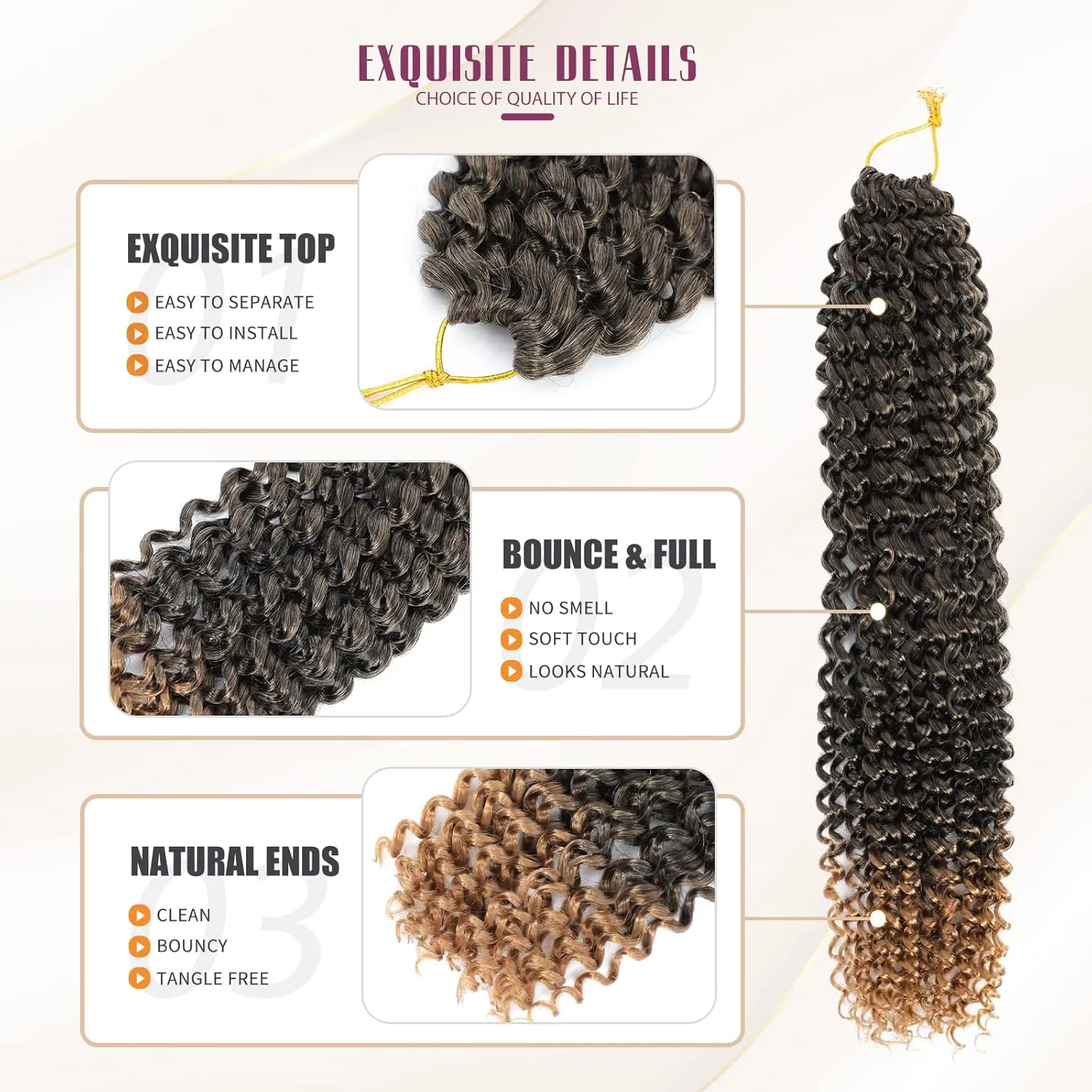 Dansama Passion Twist Hair Water Wave Braiding Hair for Butterfly Style Crochet Braids Bohemian Hair Extensions (18inch (Pack of 6), T1B/27, Economy Pack)