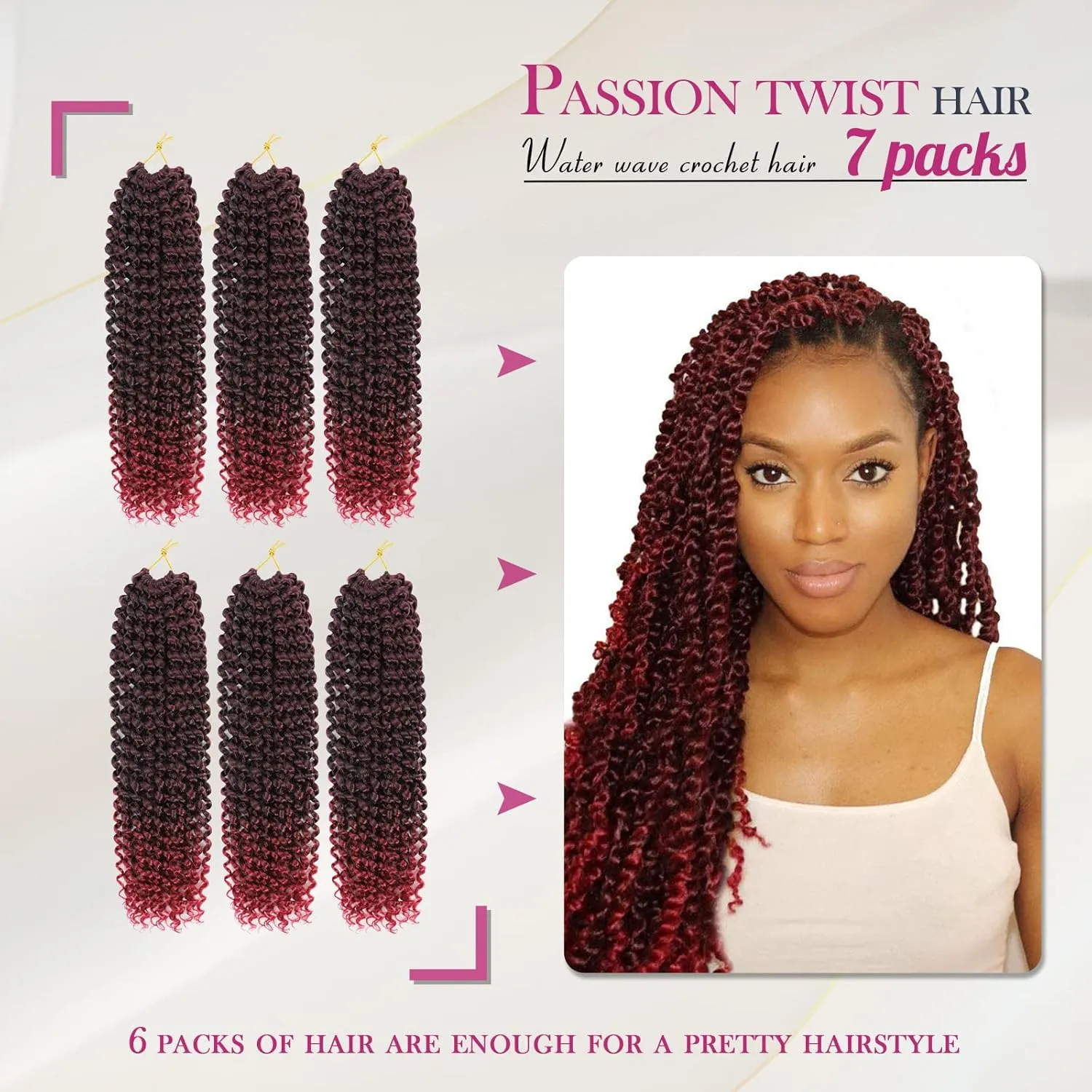 Dansama Passion Twist Hair Water Wave Braiding Hair for Butterfly Style Crochet Braids Bohemian Hair Extensions (18inch, T1B/BUG, Economy Pack)