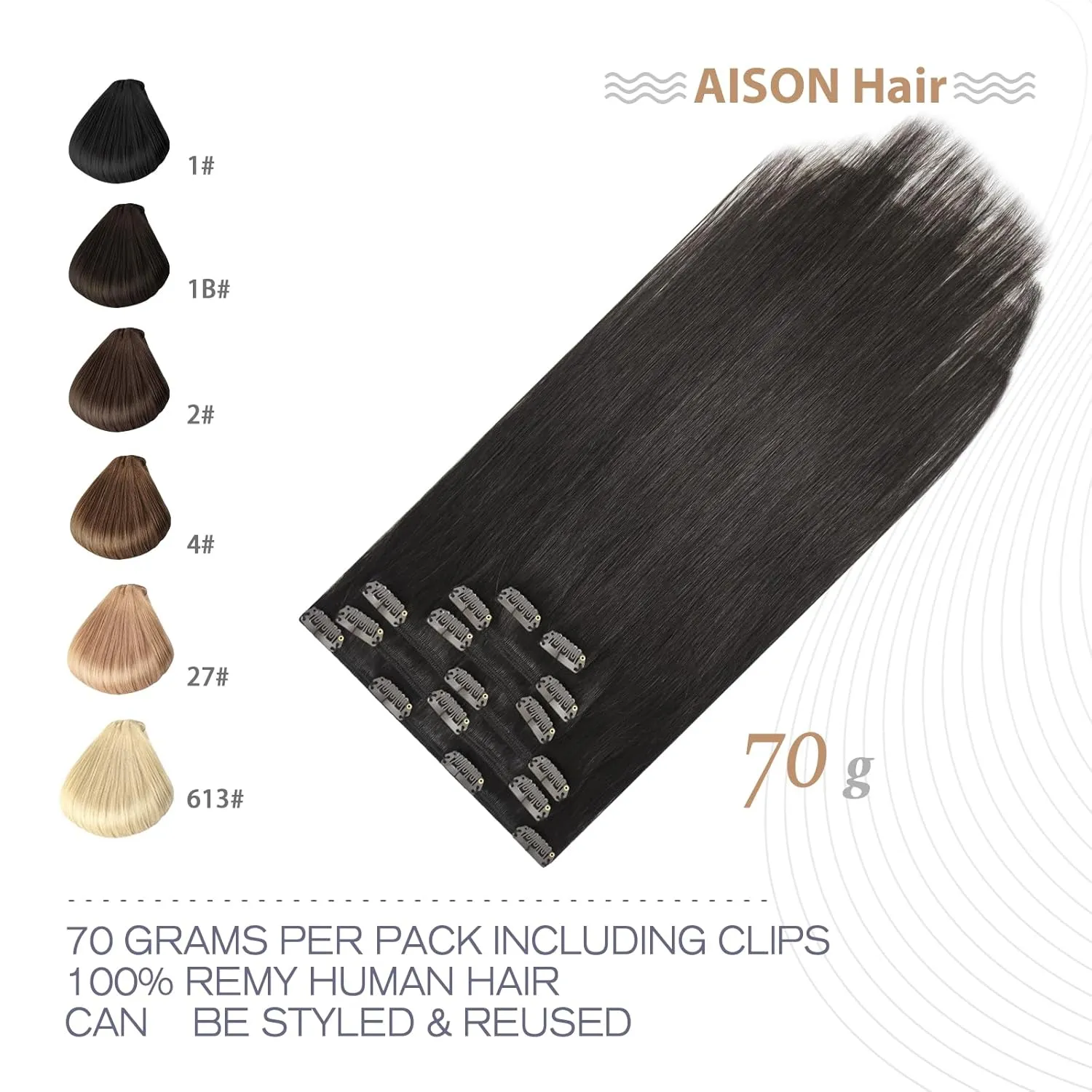 Dark Brown Clip in Hair Extensions Real Human Hair 70G Remy Human Hair Clip in for Women 7pcs 16clips 18 Inch Brown Hair Extensions
