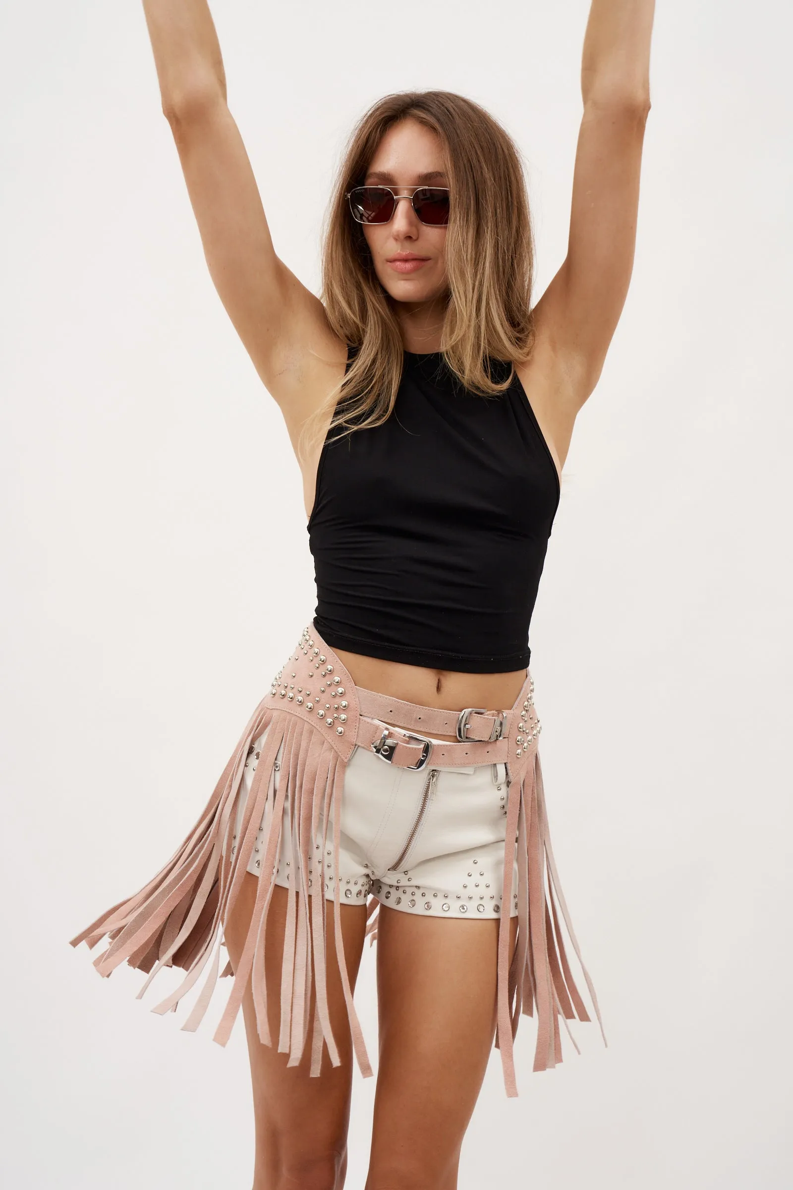 Dazed Fringed Soft Pink Chapskirt