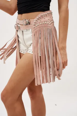 Dazed Fringed Soft Pink Chapskirt