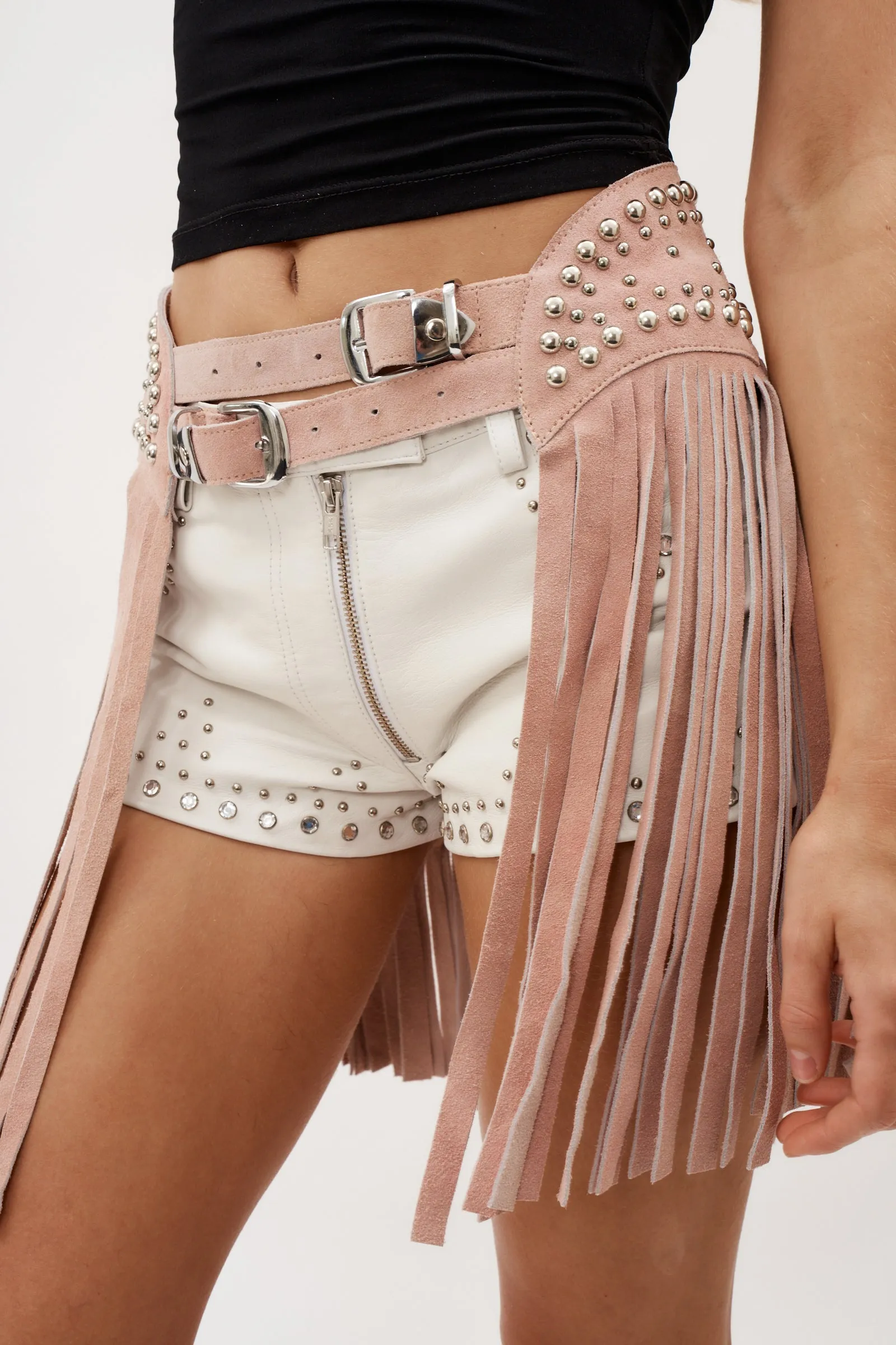 Dazed Fringed Soft Pink Chapskirt