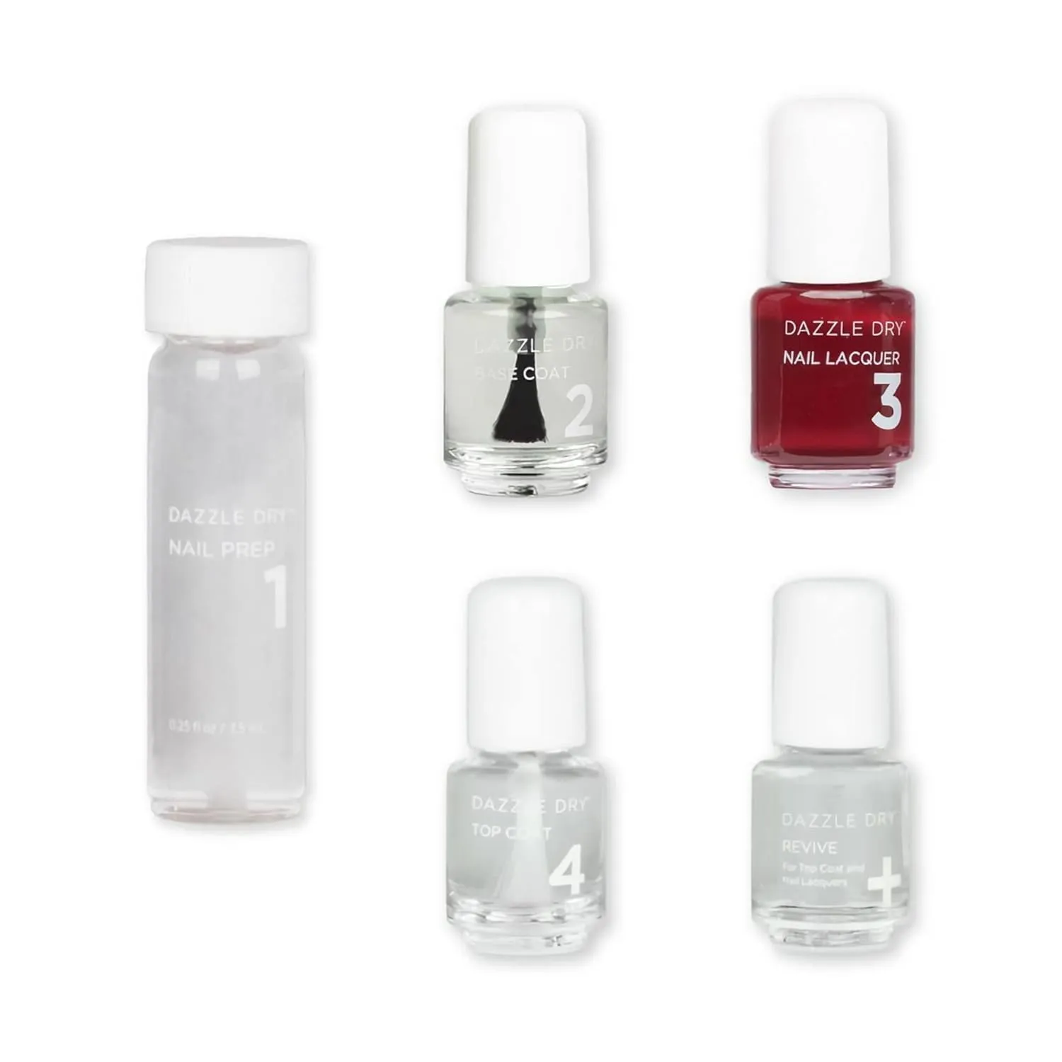Dazzle Dry Mini Kit 4 Step System - C.E.O., A deep wine red full coverage cream. (5 Piece Kit / 5 Manicures)