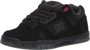 DC Men's Stag Low Top Skate Shoe, Black/Grey/RED, 14