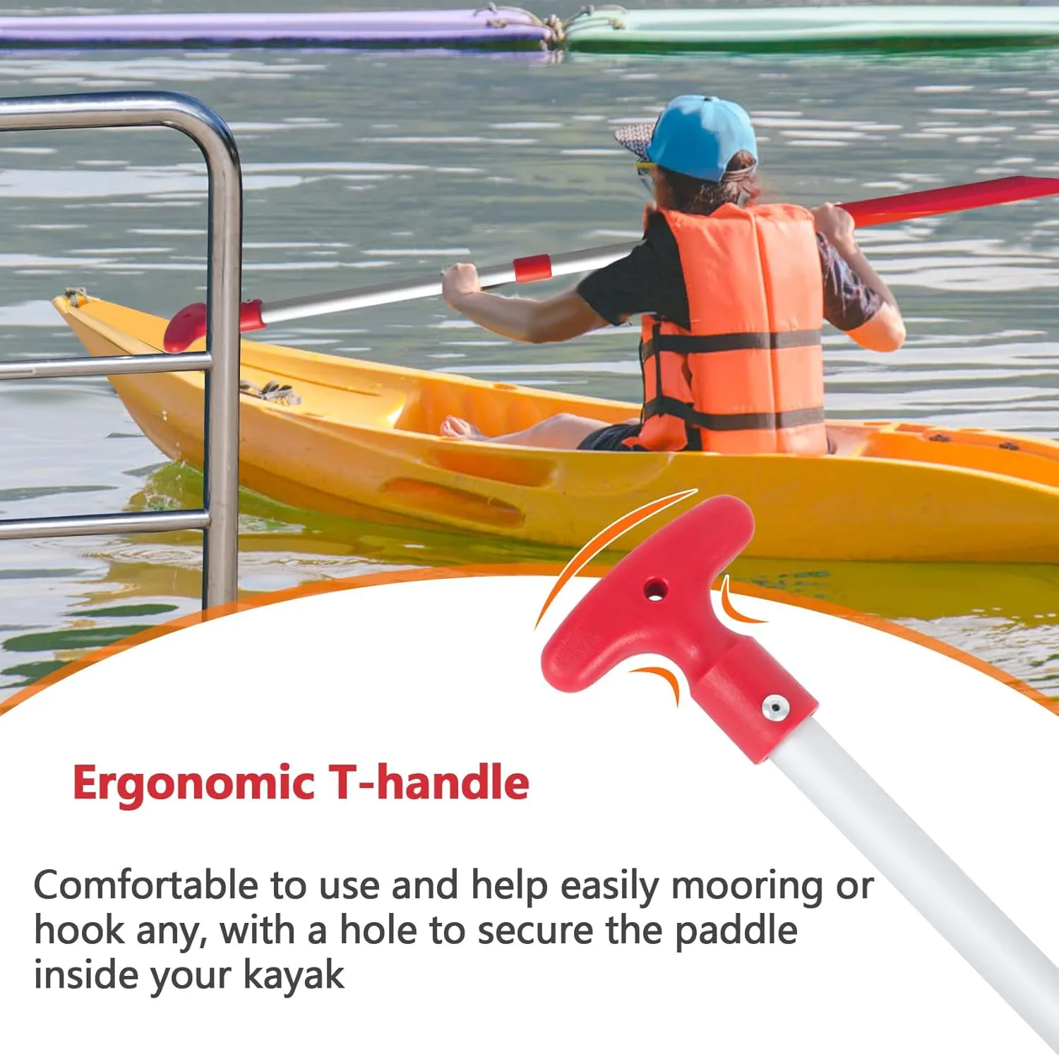 DEDU Boat Paddle Telescoping 2 Pack, Boat Oars Collapsible Emergency Paddle 21"-43" Adjustable, Telescoping Canoe Paddle Aluminum Shaft Anti Slip for Kids and Adults