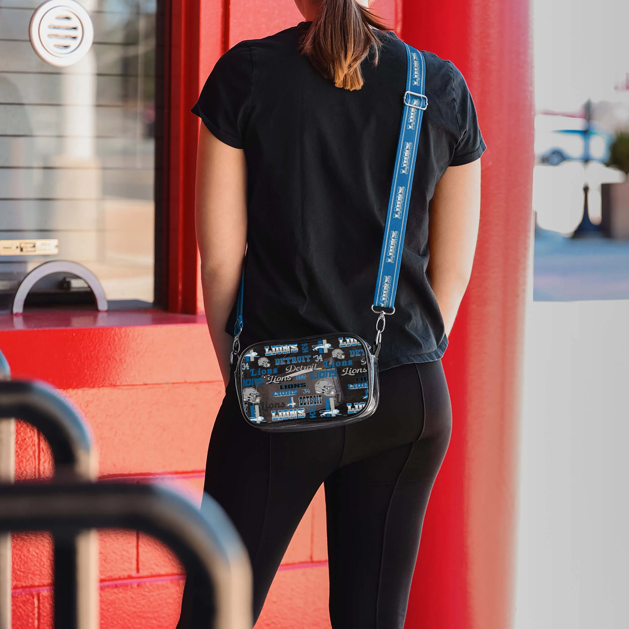Detroit Lions Repeat Retro Print Clear Crossbody Bag