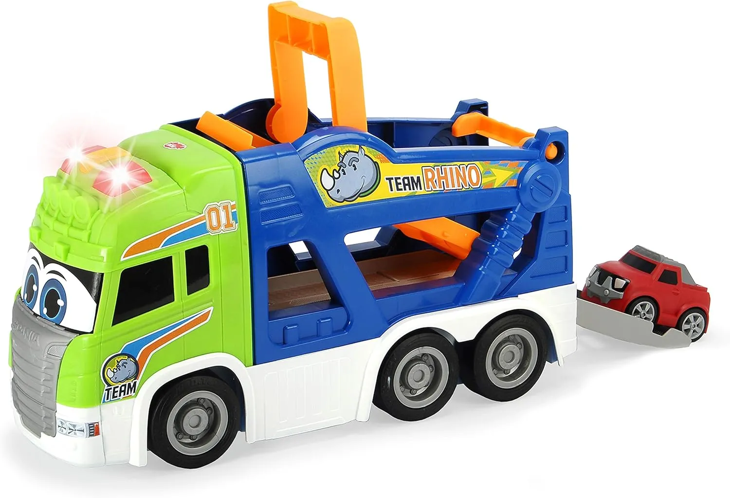 DICKIE TOYS - 16" Happy Scania Car Transporter Pre-School Vehicle with Extra Car