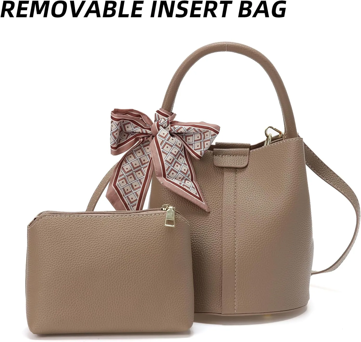 Didida Small Bucket Bags for Women PU Vegan Leather Crossbody Mini Bucket Purses Handbag Removable Shoulder Strap