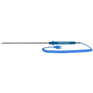 Digi-Sense Type-T Gen-Purpose Heavy-Duty Probe Mini Conn 36" L Grd 5ft Coil Cord