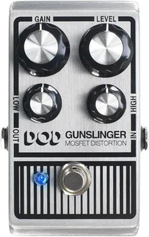 Digitech DOD-GUNSLINGER MOSFET Distortion Pedal with a Pair of R-Angle Patch Cable