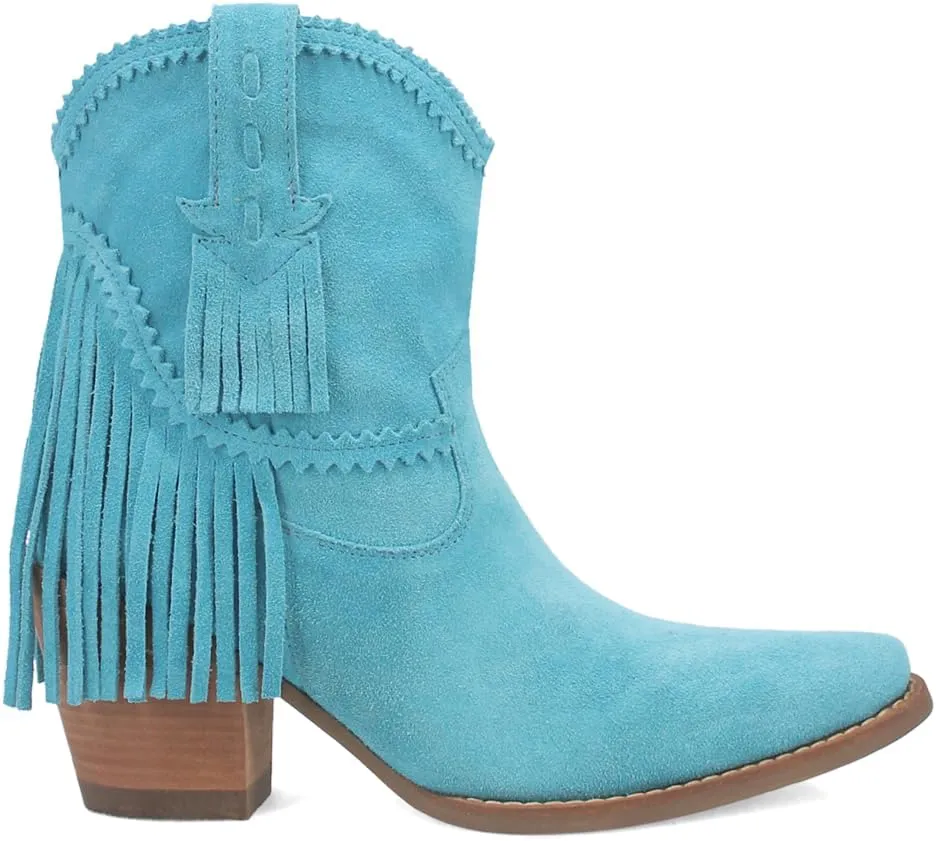 Dingo Womens Fandango Fringe Snip Toe Pull On Casual Boots Ankle High Heel 3" & Up - Black