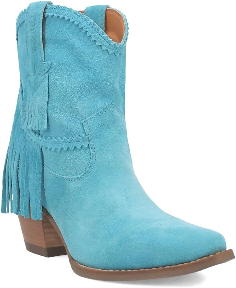 Dingo Womens Fandango Fringe Snip Toe Pull On Casual Boots Ankle High Heel 3" & Up - Black