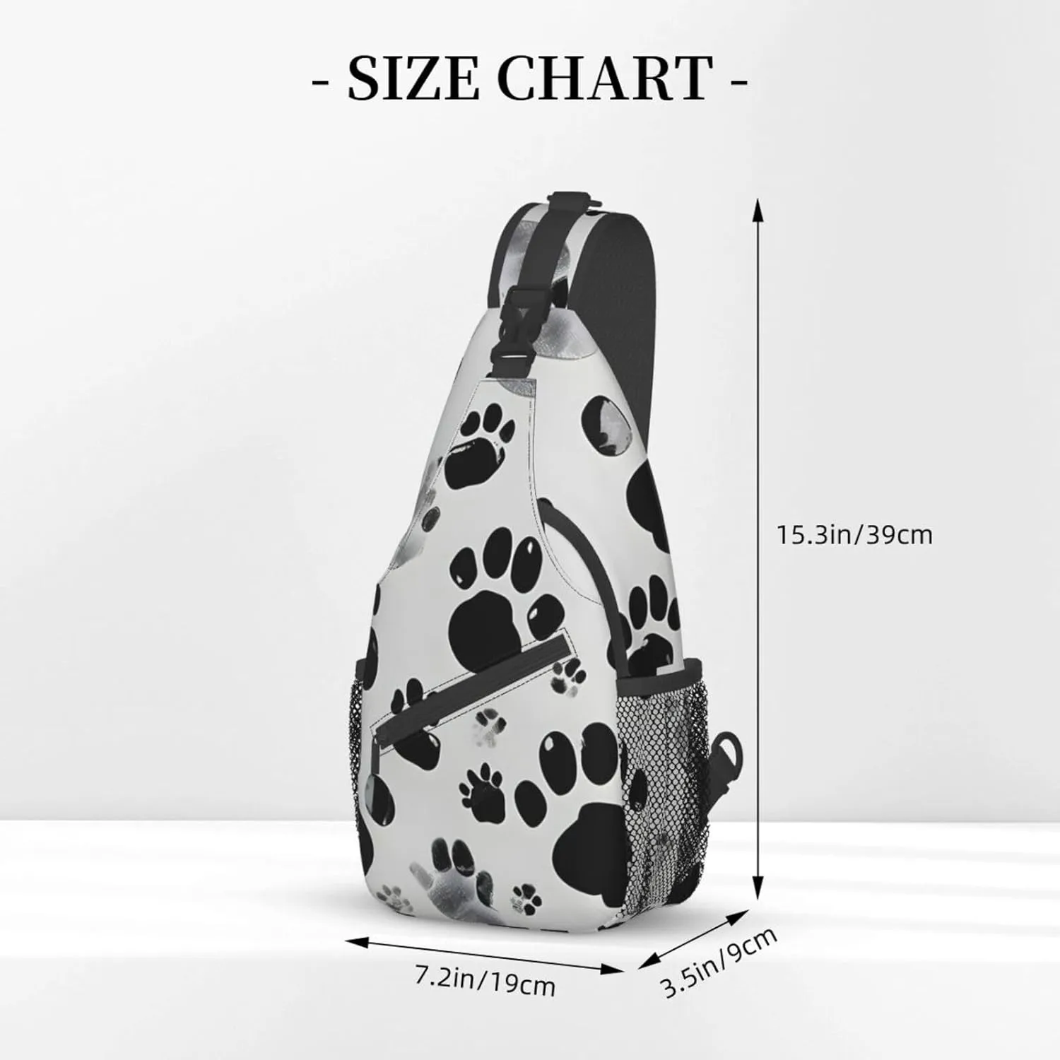 Dog Paw Pattern Print Sling Backpack, Sling Bag, Crossbody Chest Bag Daypack, for Hiking Travel