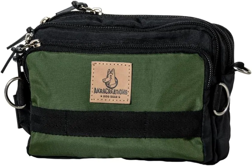 Dog Training Fanny Pack/Treat Bag with Removable Insulated Sleeve and Multiple Compartments, Color Black (Military Green)