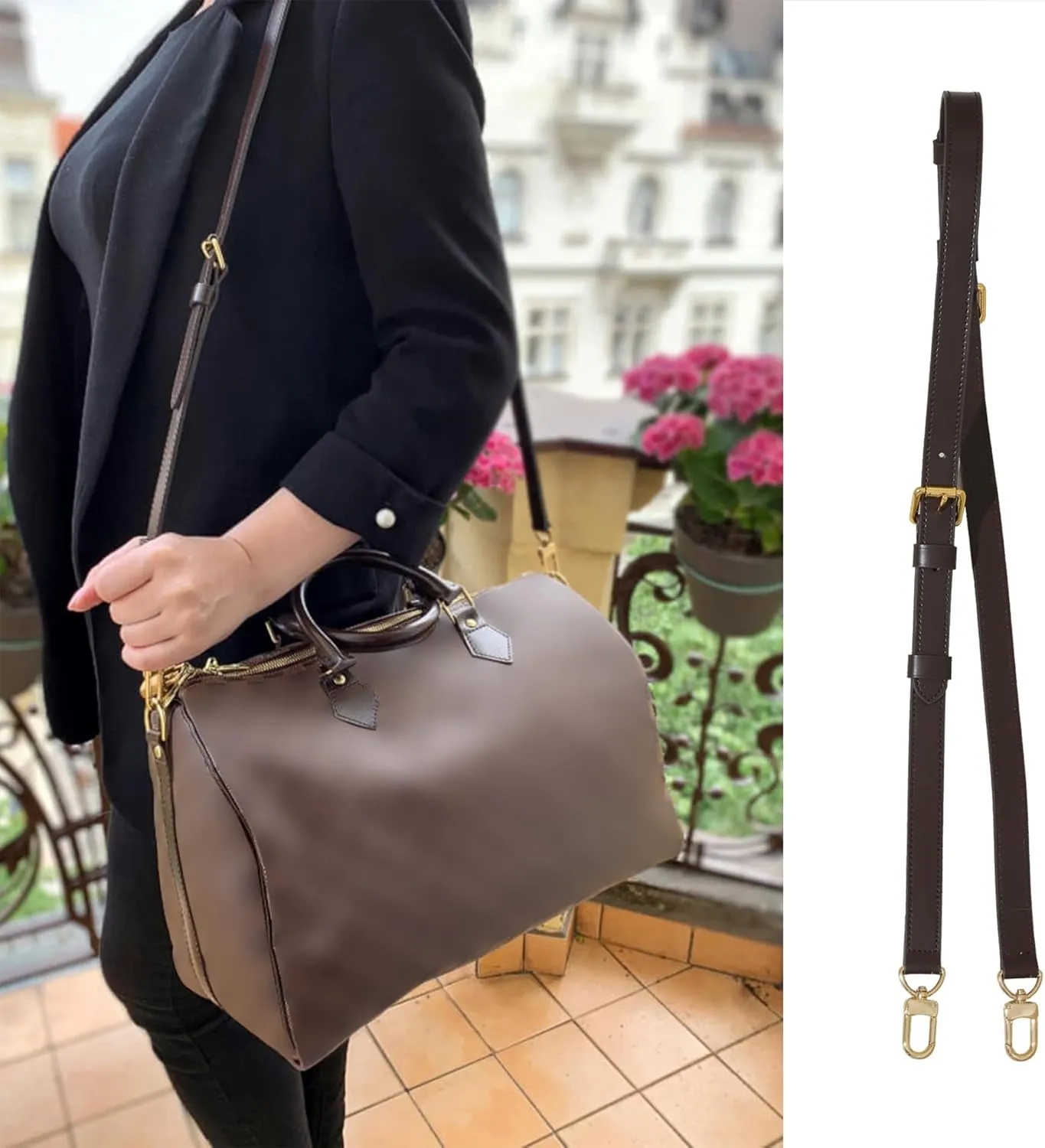 Doxo Vachetta Leather Replacement Crossbody Bag Strap,Fit for L Speedy 25 30 35 40 More