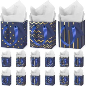 DOYIDE 30 Pcs Small Gift Bags with Handles, 4x2.75x4.5inch Mini Paper Gift Bags, Tiny Party Favor Bags with Tissue and Tag, Welcome Bags for Christmas Valentines Holidays Birthday Wedding Graduation