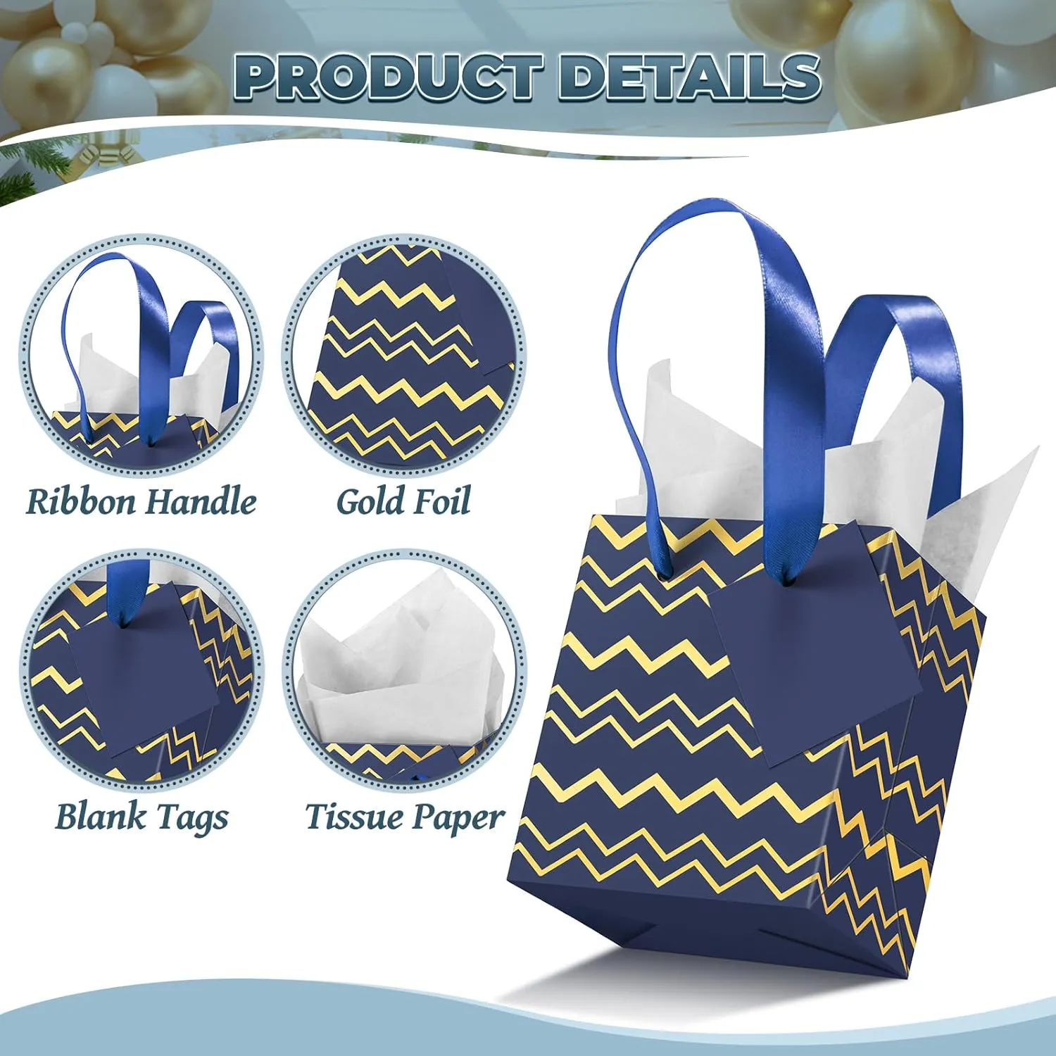 DOYIDE 30 Pcs Small Gift Bags with Handles, 4x2.75x4.5inch Mini Paper Gift Bags, Tiny Party Favor Bags with Tissue and Tag, Welcome Bags for Christmas Valentines Holidays Birthday Wedding Graduation