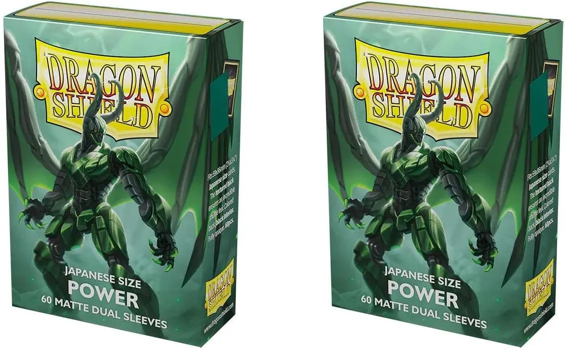 Dragon Shield Bundle: 2 Packs of 60 Count Japanese Size Mini Dual Matte Card Sleeves - Matte Power