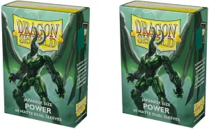 Dragon Shield Bundle: 2 Packs of 60 Count Japanese Size Mini Dual Matte Card Sleeves - Matte Power