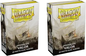 Dragon Shield Bundle: 2 Packs of 60 Count Japanese Size Mini Dual Matte Card Sleeves - (Matte Valor)