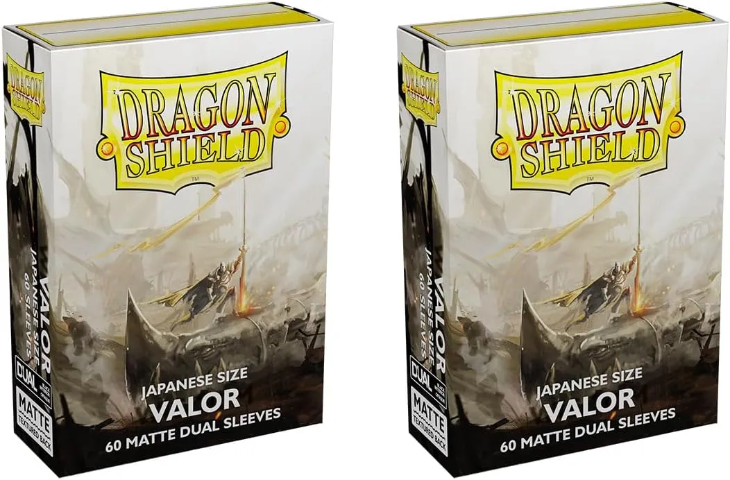 Dragon Shield Bundle: 2 Packs of 60 Count Japanese Size Mini Dual Matte Card Sleeves - (Matte Valor)