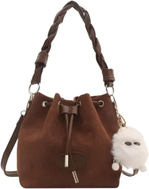 Drawstring Bucket Bag Mini Crossbody Bucket Purses with Top-Handle Hobo Satchel Bucket Bag Small Drawstring Handbag