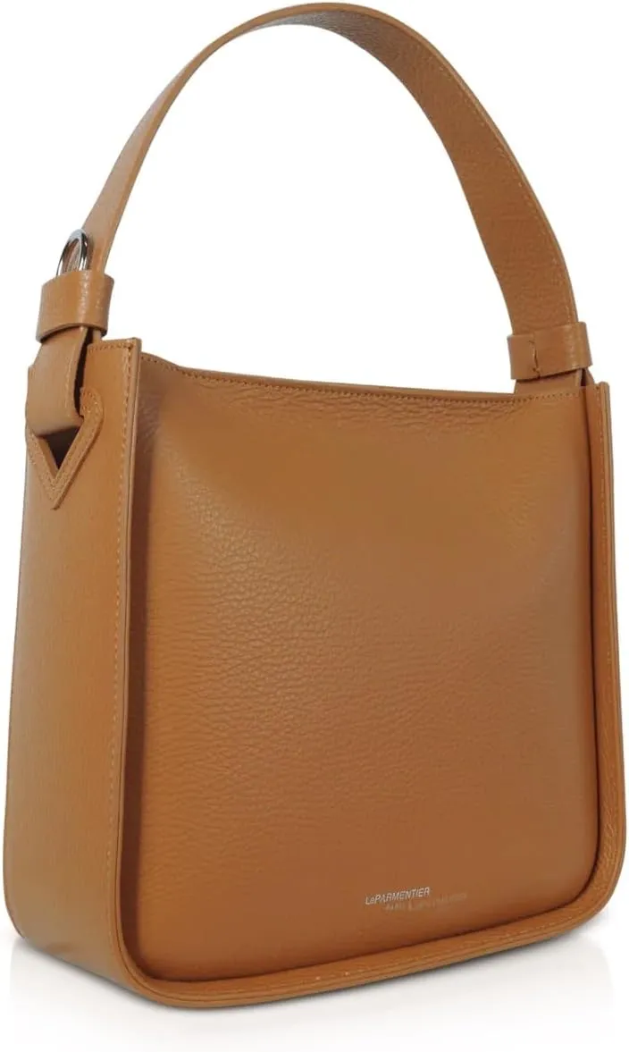 Duplo Medium Hammered Leather Top Handle Bag, 9.8 x 8.7 x 4.3 inches