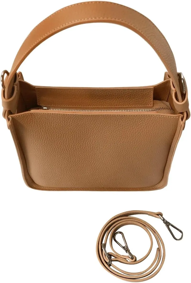 Duplo Medium Hammered Leather Top Handle Bag, 9.8 x 8.7 x 4.3 inches