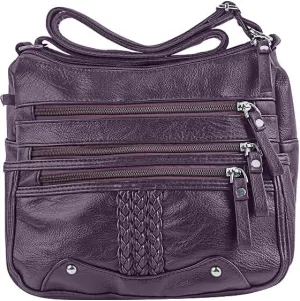 ELDA 10 Pockets Crossbody Purse for Women Medium Pocketbooks Ladies Soft PU Leather Shoulder Bag Ladies Top Handle Satchel