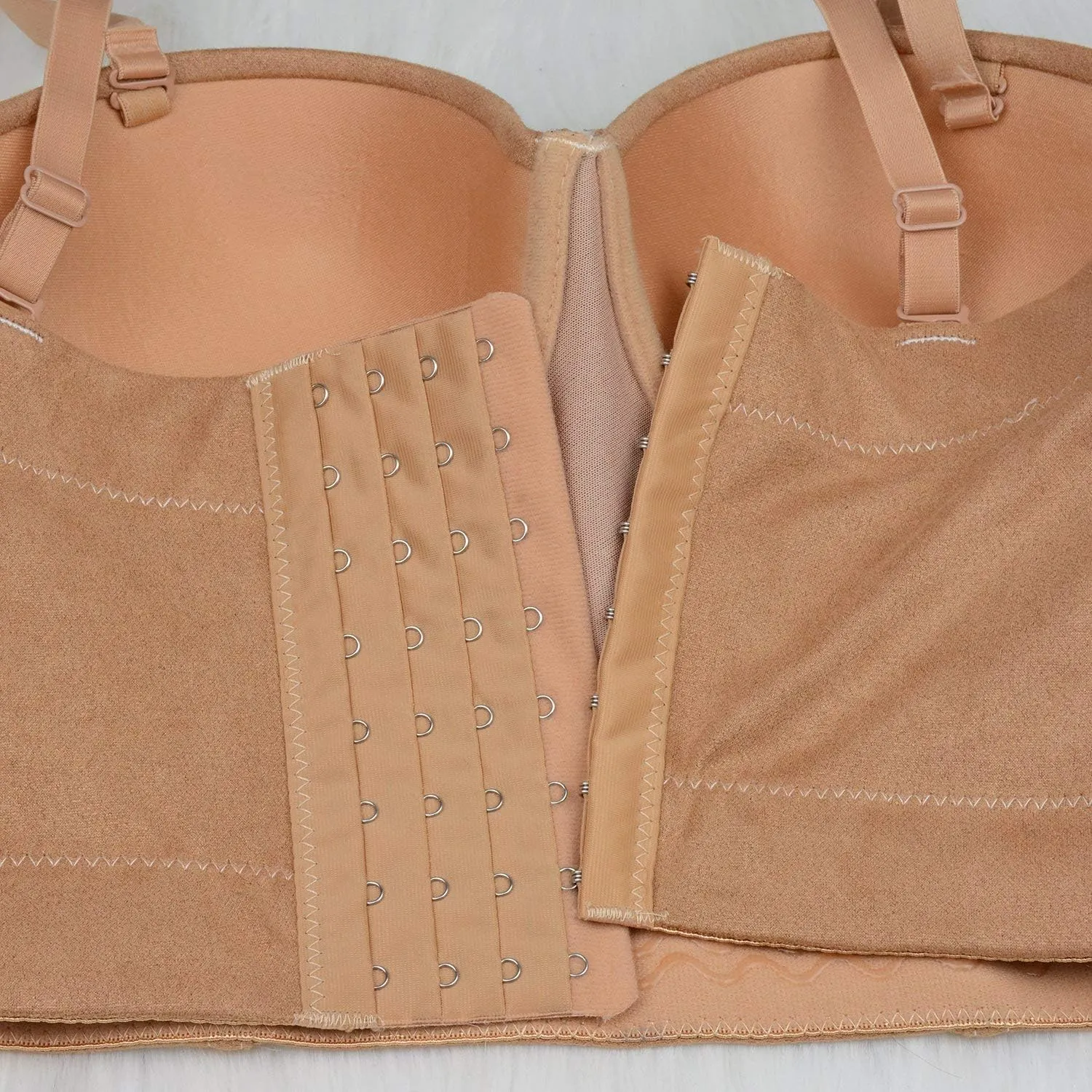 ELLACCI Faux Suede Leather Bustier Crop Top Push Up Women's Corset Top Bra Brown