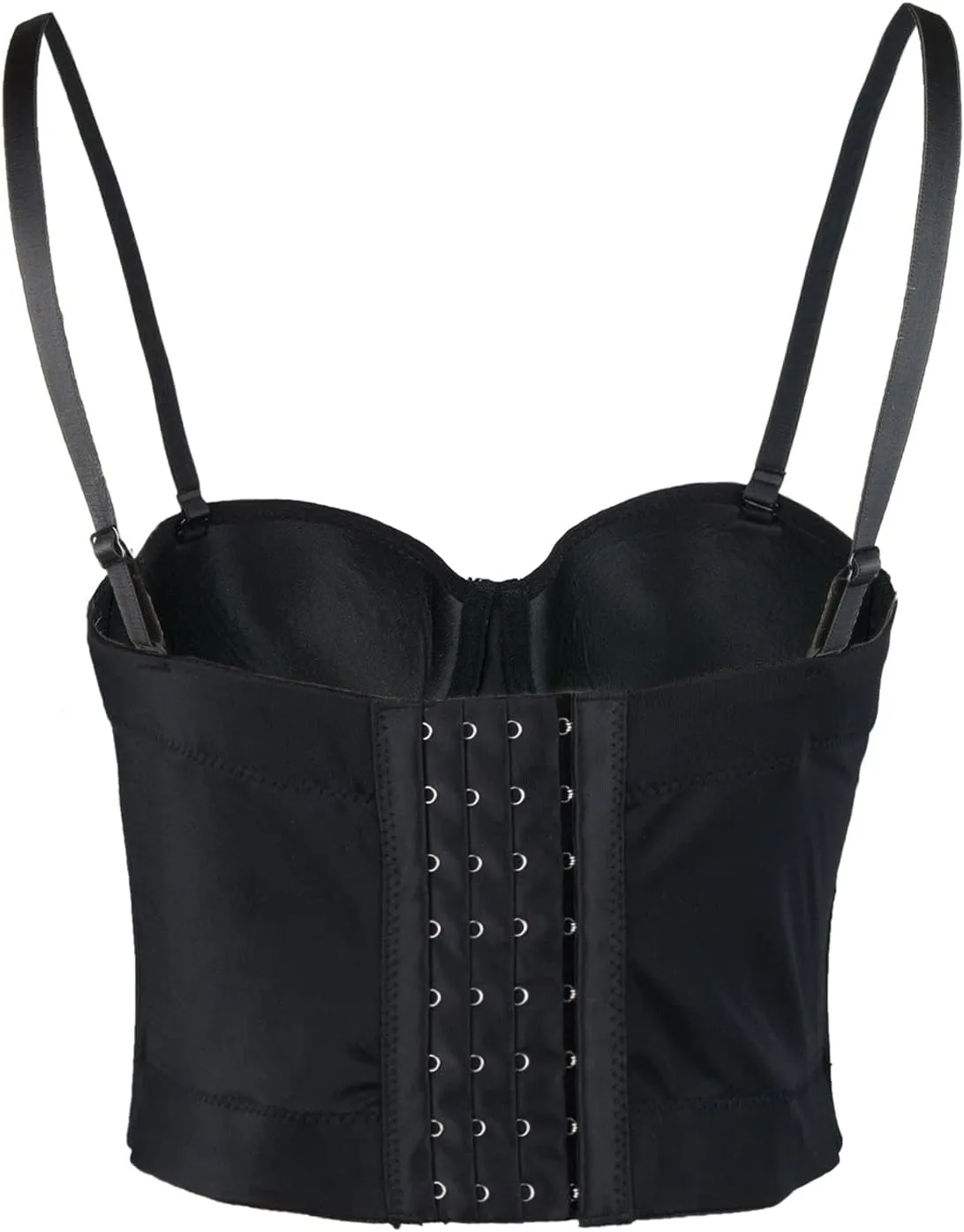 ELLACCI PU Leather Bustier Crop Top Gothic Punk Push Up Women's Corset Top Bra Black