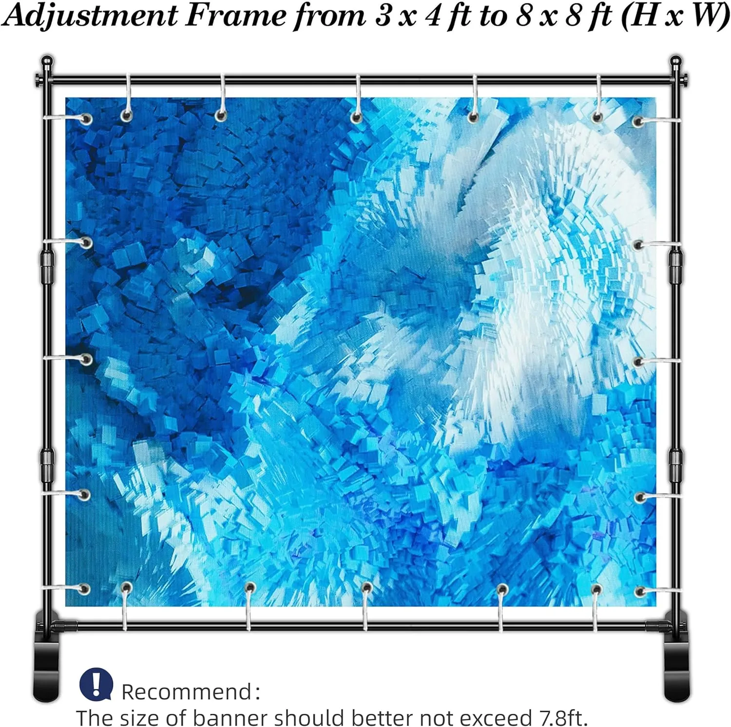EMART 8 x 8ft (W x H) Adjustable Photo Backdrop Banner Stand with Telescopic Tubes, Suitable for Trade Shows, Professional Photography Booths, and Step and Repeat Background Displays