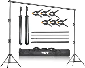 EMART Heavy Duty Background Stand, 9.2 x 10ft Adjustable Backdrop Support System Kit with Carry Bag for Photography