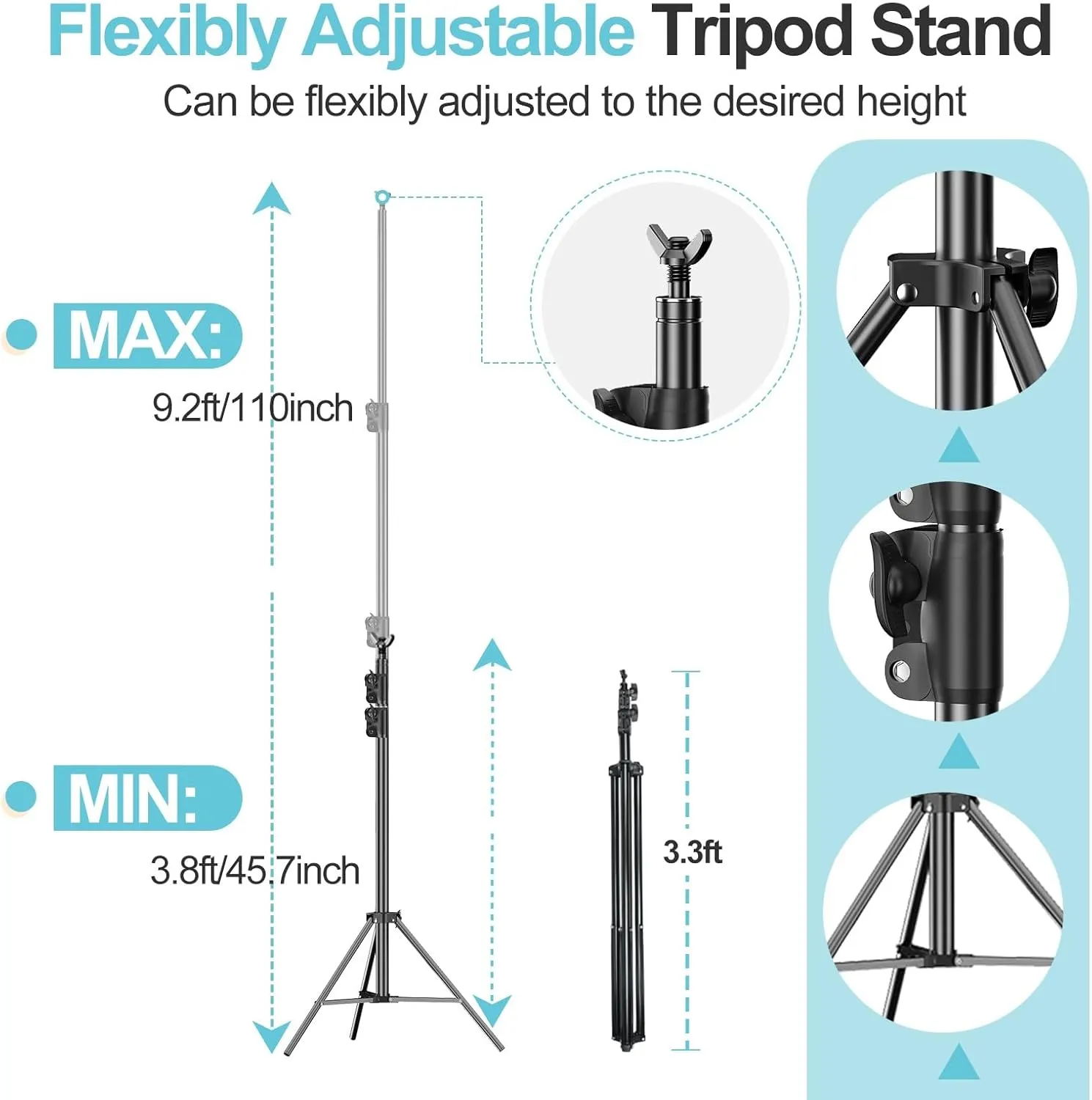 EMART Heavy Duty Background Stand, 9.2 x 10ft Adjustable Backdrop Support System Kit with Carry Bag for Photography