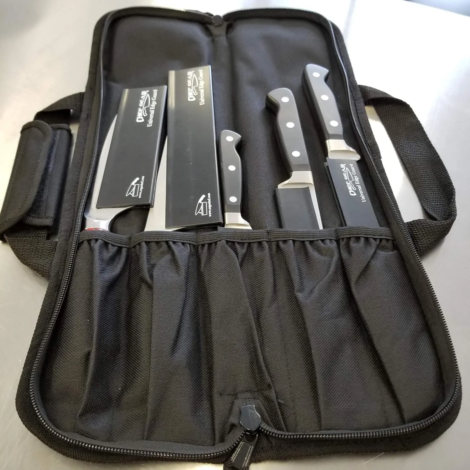 Ergo Chef 5 Pocket Chef Knife Case Roll Bag Bi-Fold (Black) Lightweight - Durable Nylon / Polyester Blend– Perfect for the Busy Traveling Chef