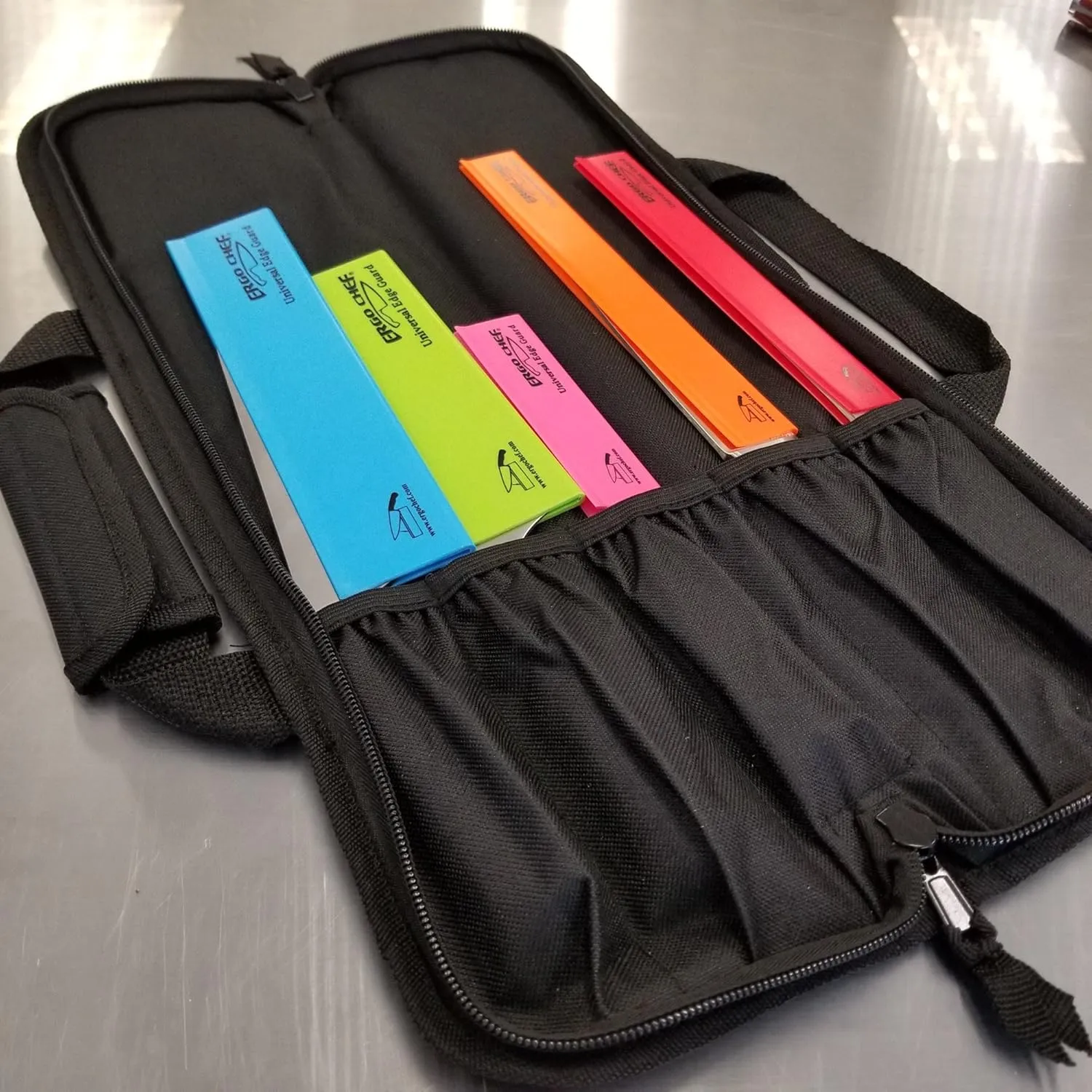 Ergo Chef 5 Pocket Chef Knife Case Roll Bag Bi-Fold (Black) Lightweight - Durable Nylon / Polyester Blend– Perfect for the Busy Traveling Chef