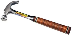 Estwing E16C Claw Hammer, Leather Grip Hammer, Smooth Face, 16-Ounce, 12.5-Inch